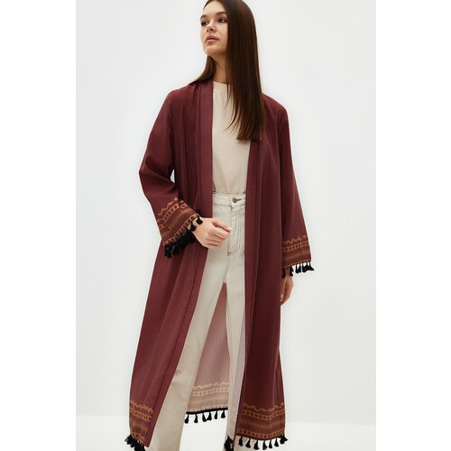 Trendyol Brown Ethnic Patterned Cotton Blended Long Woven Kimono & Kaftan Slike
