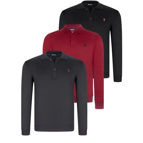 Dewberry TRIPLE SET V4007 MEN&amp;#039;S SWEATSHIRT-BLACK-NAVY-BURGUNDY Slike