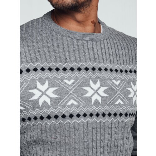 DStreet Sweter męski w śnieżynki szary Cene