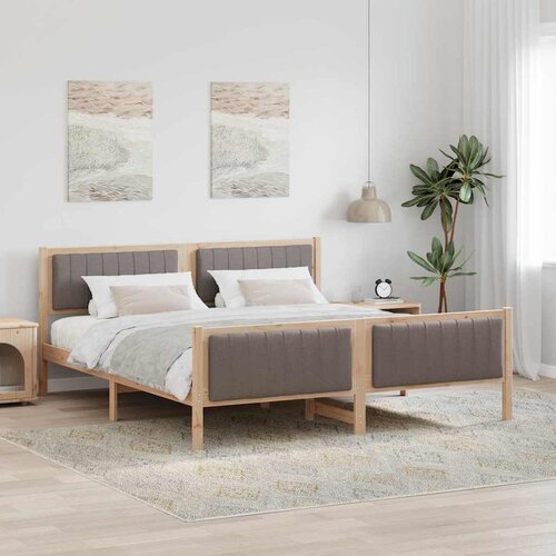 VidaXL Okvir kreveta Smeđa i taupe 180 x 200 cm Masivna borovina Slike