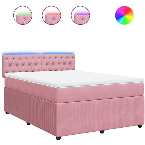 vidaXL Box spring postelja z vzmetnico roza 160x200 cm žamet, (21309862) Cene