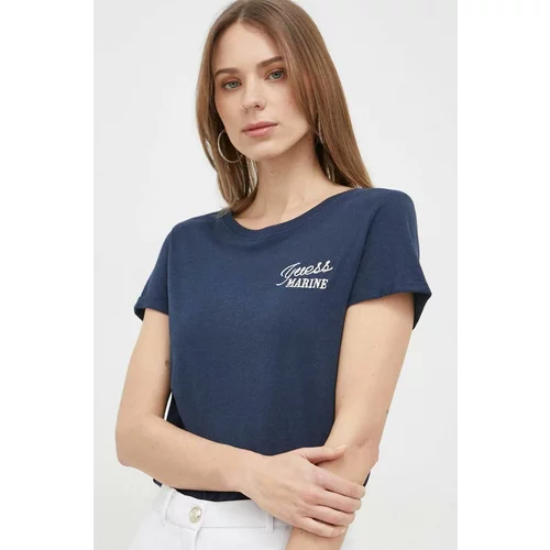 Guess Kratka majica ženski, mornarsko modra barva