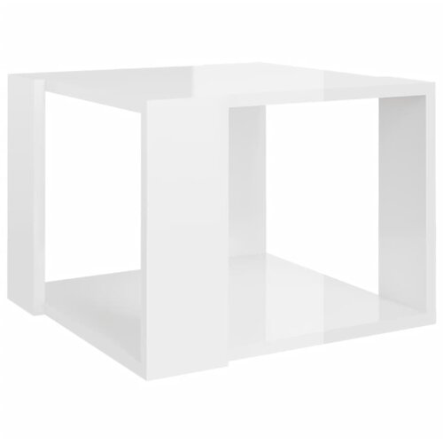 Maison Chic Klubska mizica - kavna mizica - Nizka mizica visok sijaj bela 40x40x30 cm konstruiran les, (21752861) Slike
