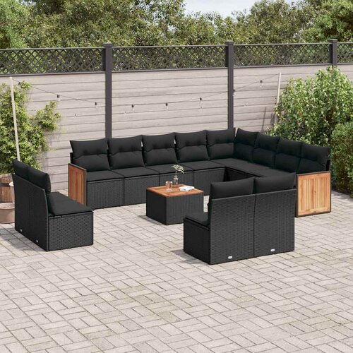  13-dijelni set vrtnih sofa s jastucima poliratan crni Cijene
