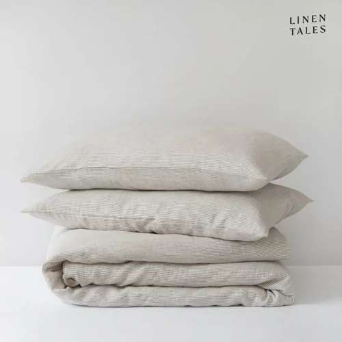 Linen Tales Bijelo-bež lanena posteljina za krevet za jednu osobu 135x200 cm –