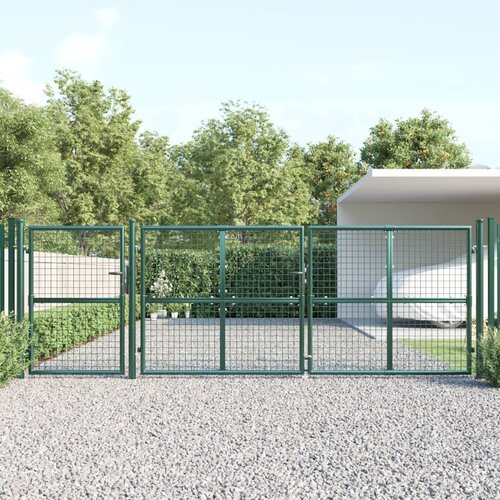 vidaXL mrežasta vrtna vrata zelena 400x175 cm pocinkano jeklo Cene