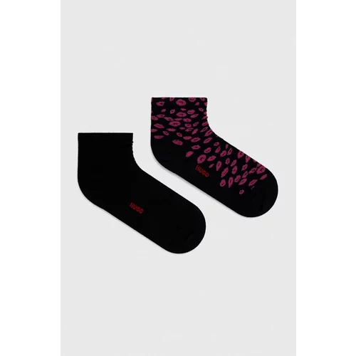 Hugo Čarape 2-pack za žene, boja: crna