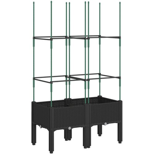 Maison Chic Cvetlično korito - Cvetlični Lonec z oporno mrežo črno 80x40x142,5 cm PP, (21789597) Cene