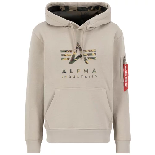 Alpha Industries Sweater majica bež / smeđa / krvavo crvena / bijela