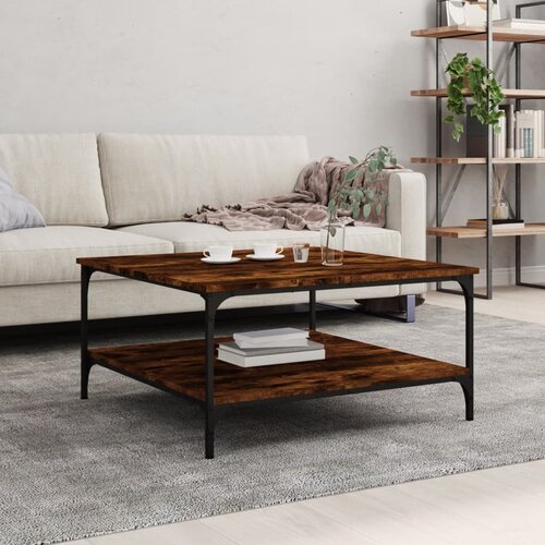 The Living Store Klubska mizica dimljeni hrast 80x80x40 cm inženirski les - Klubska Mizica, (21573785) Slike