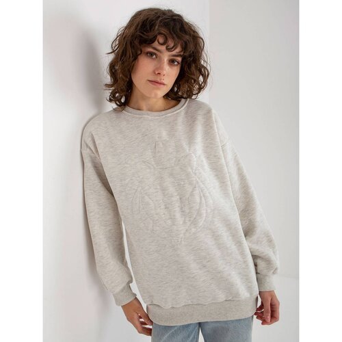Fashion Hunters Light gray hooded sweatshirt with embroidery Slike