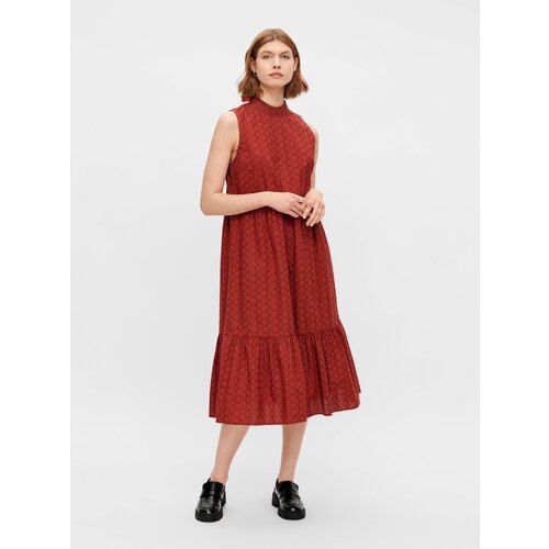 Pieces Brown Patterned Midish with Stand-Up Collar Lupin - Women Slike