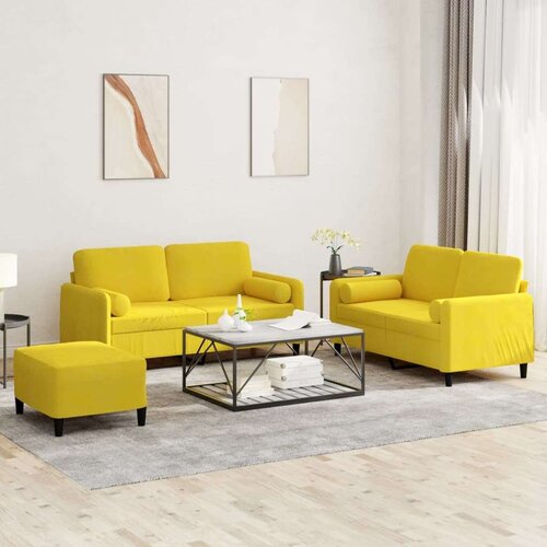  3-dijelni set sofa s jastucima žuti bar&scaron;unasti Cijene