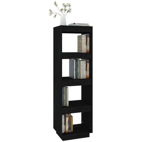 VidaXL knjižna omara za razdelitev prostora črna 40x35x135 cm borovina Slike