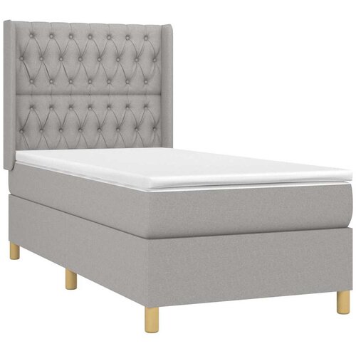 Box spring krevet s madracem svjetlosivi 90x190 cm od tkanine Slike