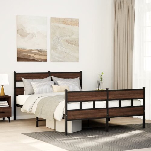 VidaXL Posteljni okvir brez vzmetnice z vzglavjem/vznožjem 140x190 cm Slike