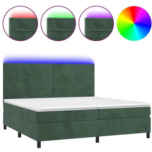 Maison Chic Box spring postelja - Vzmetna postelja z vzmetnico LED tem. zelena 200x200cm žamet SL22238, (21891857) Cene