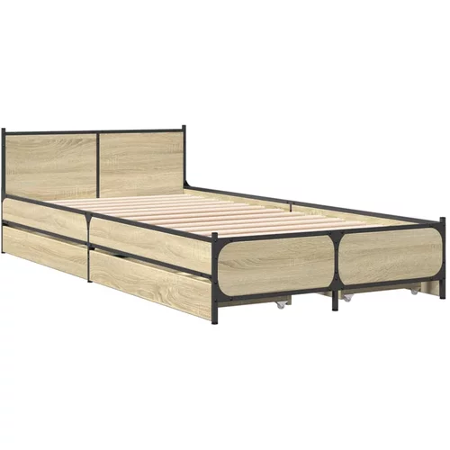 vidaXL Okvir za krevet s ladicama boja hrasta 90x190 cm drveni