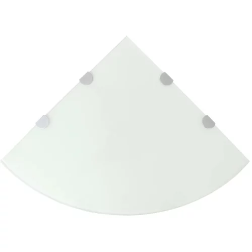 vidaXL Kotne police 2 kosa s kromiranimi nosilci steklo belo 45x45 cm