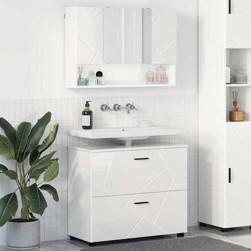  Set namje&scaron;taja za kupaonicu s ladicama 2 pcs Visoki sjaj bijela Cijene
