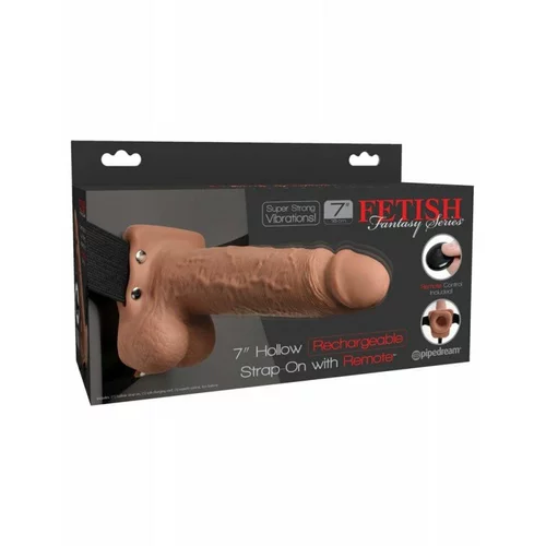 Fetish Fantasy Series Fetish Fantasy 7" Hollow Rechargeable Strap-On with Remote Tan