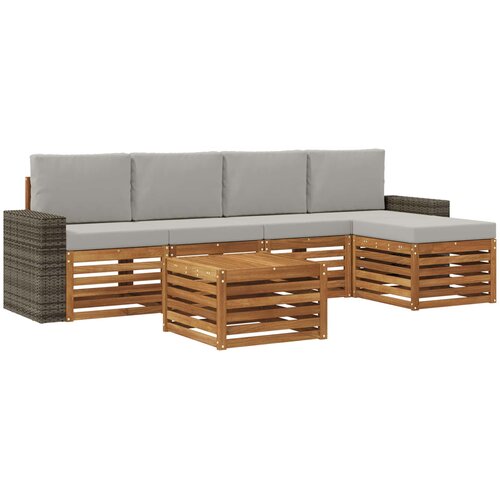 Set vanjskih sofa 6 kom. Prirodna i svjetlosiva Slike