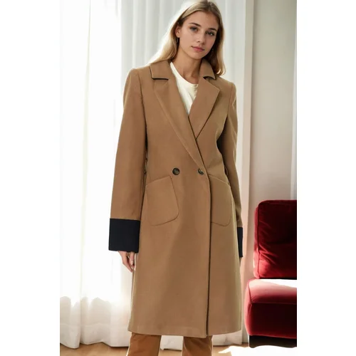 Dewberry Z6640 LADIES' COAT-CAMEL-1