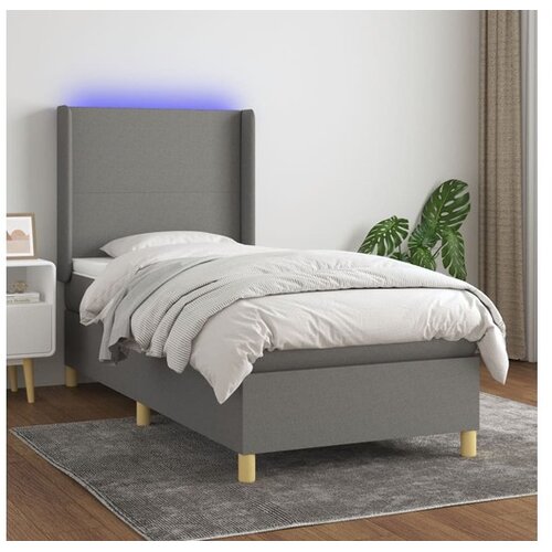  Box spring s madracem LED tamnosivi 100x200 cm tkanina Cene