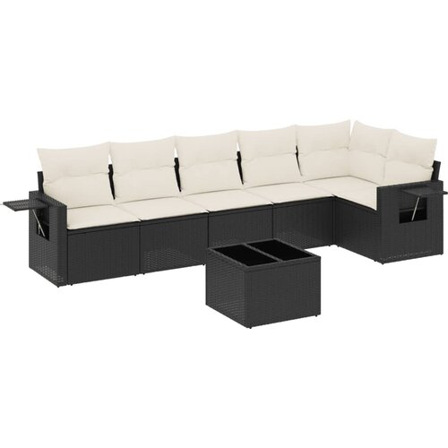  7-dijelni set vrtnih sofa od poliratana s jastucima crni Crna 85 x 62 x 69 cm Slike