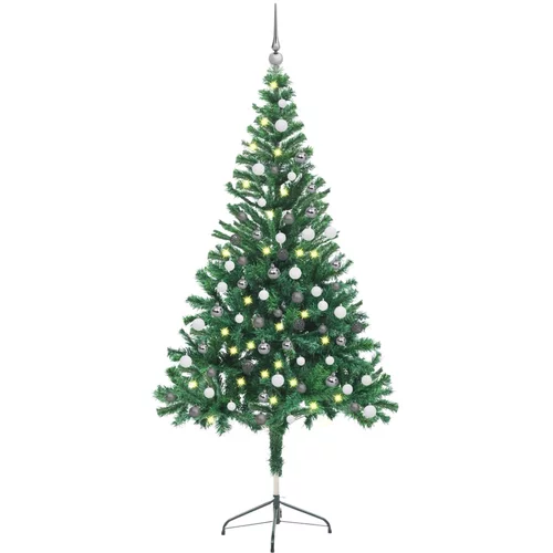 vidaXL umjetno božićno drvce LED s kuglicama 150 cm 380 grana