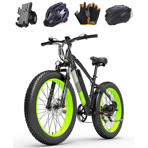 BENFUTO XC4000 električno kolo, 1000W brezkrtačni motor, 48V17.5aH baterija, chaoyang 26X4.0 pnevmatike, 7 hitrosti, mehanske diskovne zavore(zelena), (21205853) Cene