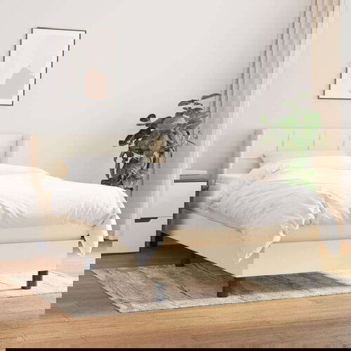  Box spring postelja z vzmetnico krem 90x200 cm blago, (20893464) Slike