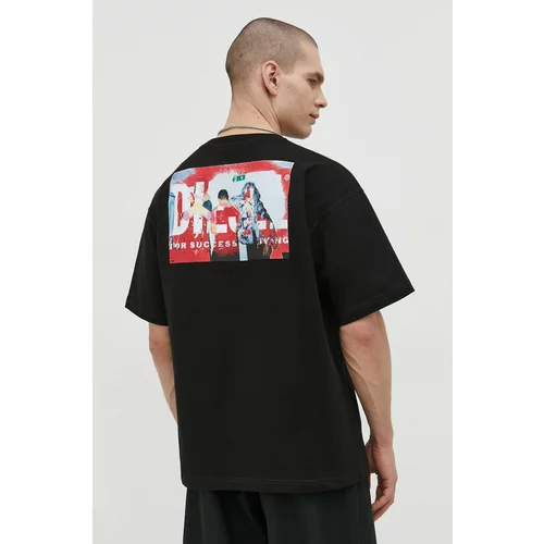 Diesel Bombažna kratka majica moški, črna barva