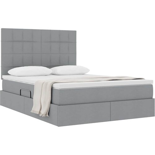  Krevet s madracem i skladi&amp;scaron;tem Svijetlo siva 140 x 190 cm Svjetlosiva Slike