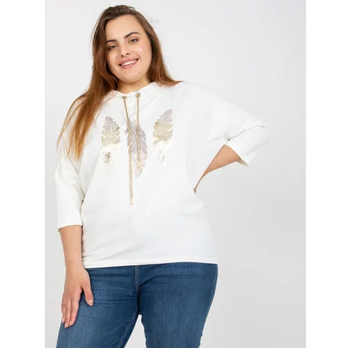 Fashion Hunters White cotton plus size blouse with an applique
