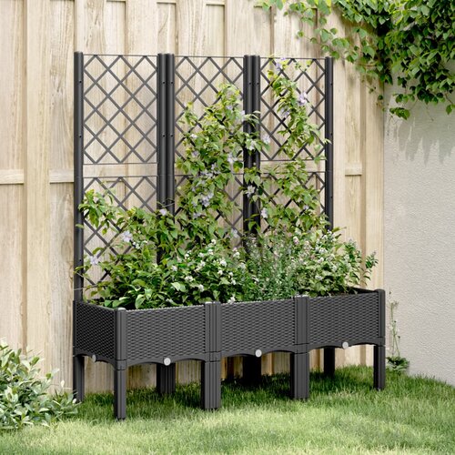 vidaXL Vrtna sadilica s rešetkom crna 120 x 40 x 142 cm PP Cijene