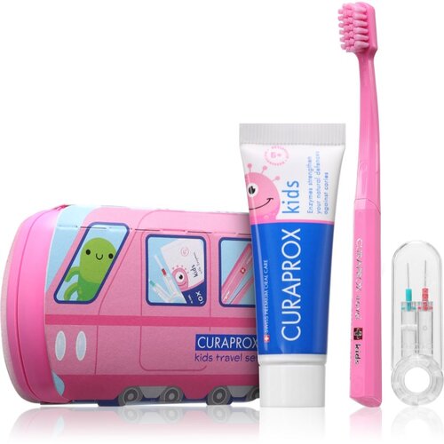 Curaprox Kids Travel Set potovalni set za kozmetiko za zobe, jezik in dlesni za otroke 1 kos Cene