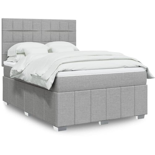 vidaXL Box spring posteljni z vzmetnico svetlo siv 140x190 cm blago Cene