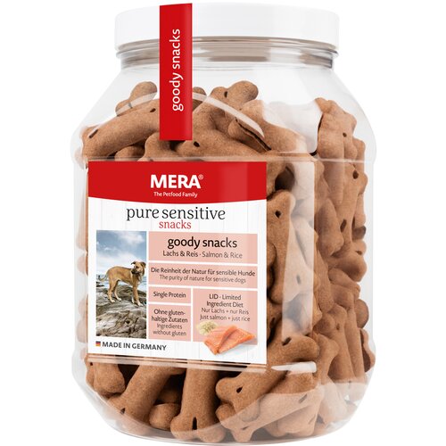 Meradog Pure Sensitive Meradog pure Goody prigrizki 600 g - Varčno pakiranje: losos & riž 3 x 600 g Cene