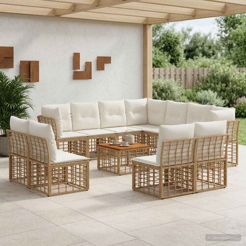  Set vanjskih sofa 12 pcs Prirodna i krema bijela Poliester Cijene