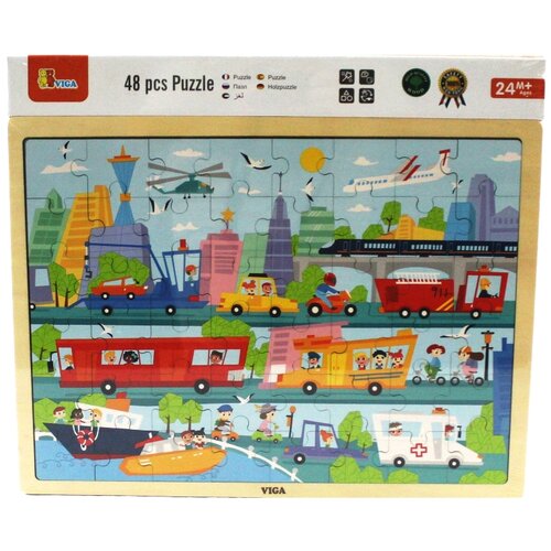  44582 DRVENE PUZZLE PRIJEVOZNA VOZILA-48 KOM Slike