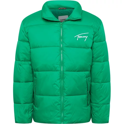 Tommy Jeans Zimska jakna travnato zelena / bijela