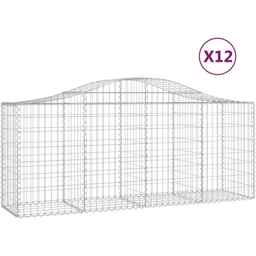  Lučne gabionske ko&amp;scaron;are 12 kom 200x50x80/100cm pocinčano željezo Slike