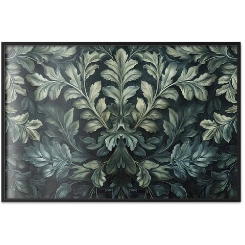  Plakat - Victorian Leaves in Dark Greens 60x40 Crni okvir Slike