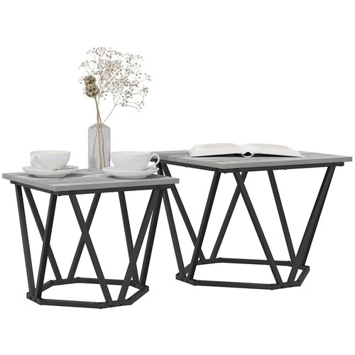  Set pomoćnih stolića 2 pcs Siva Sonoma Inženjerska drva i čelik Slike