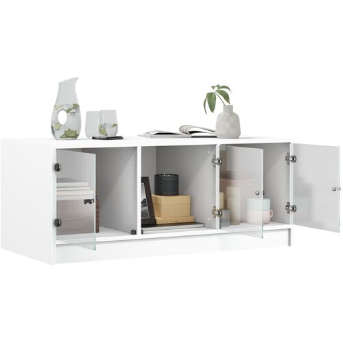  Stolić za kavu sa staklenim vratima bijeli 102 x 50 x 42 cm Slike