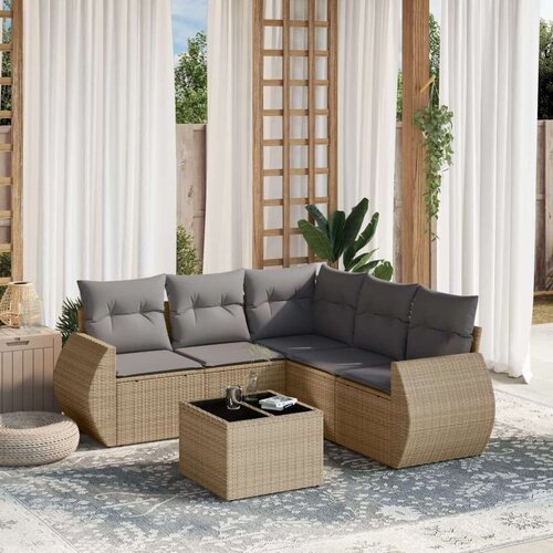 vidaXL 6-dijelni set vrtnih sofa s jastucima bež od poliratana Cijene