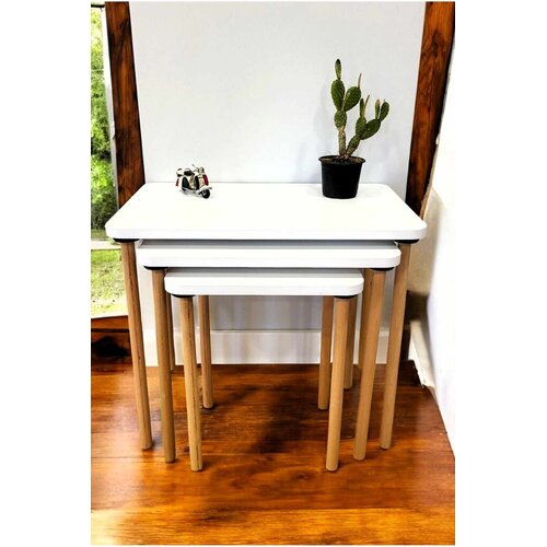 Hanah home Set uklopivih stočića, 3 komada, Beli Slike