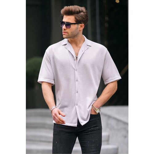 Madmext Men's Gray Short Sleeve Shirt 6728 Cene