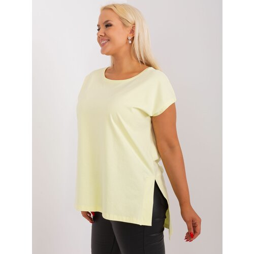Fashion Hunters Light yellow women's basic cotton blouse plus size Slike